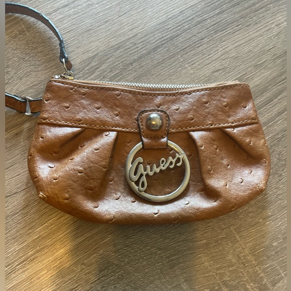 Guess Handbags - Guess brown textured gold wristlet